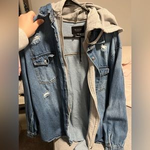 Risen soft jean with hood shacket